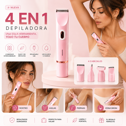 Depiladora 4 en 1 Recargable | Rostro, Axilas, Bikini y Cuerpo