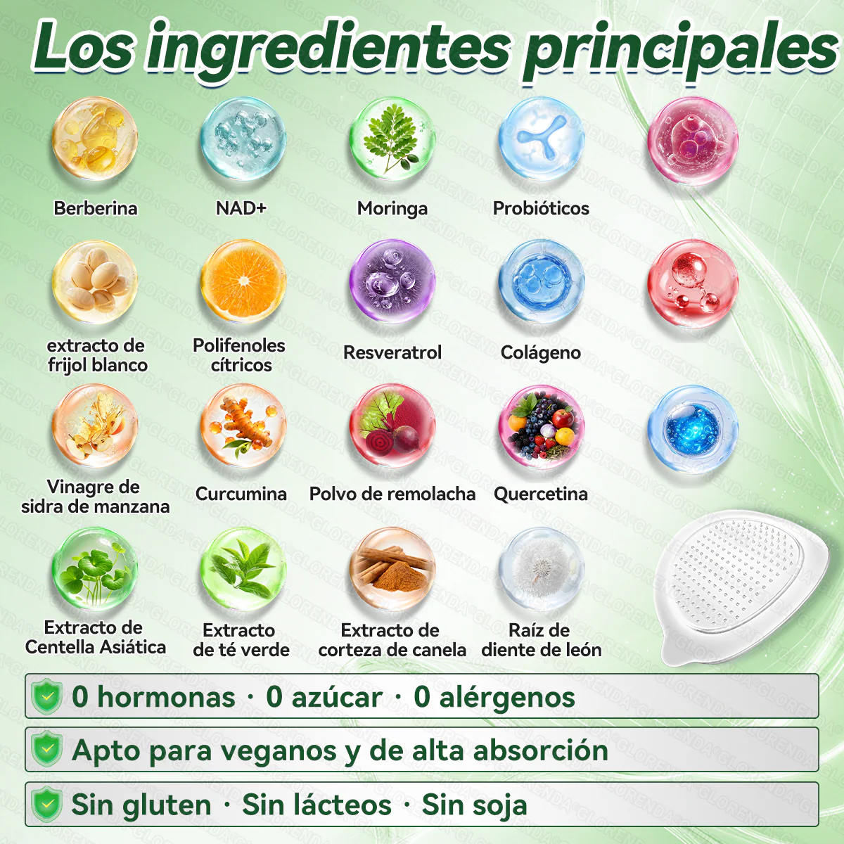 GLORENDA®  60 Parches avanzados de micronanoalga. Para la obesidad, piel flácida, diabetes, apnea del sueño, problemas articulares y mucho más.
